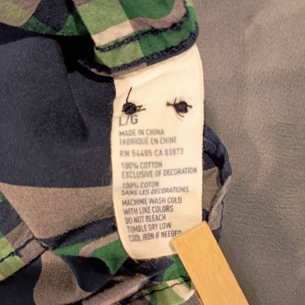 American Eagle Outfitters Mens Athletic Fit Plaid Button Down Shirt Green Navy L - Picture 3 of 7